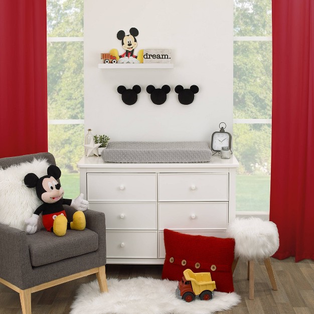 Disney Mickey Mouse Shaped Wall Decor Black Plush 3pc