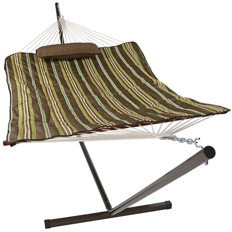 Ultimate Patio Rope Hammock w/ Stand， Pad， and Pillow