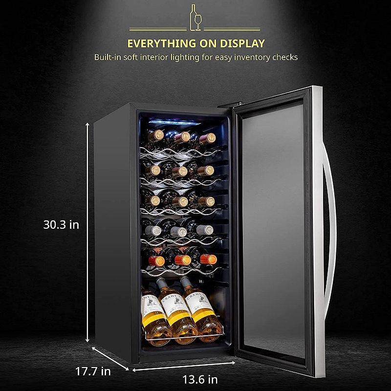 Schmécké Wine Fridge， 18 Bottle Wine Cooler， Freestanding Wine Refrigerator