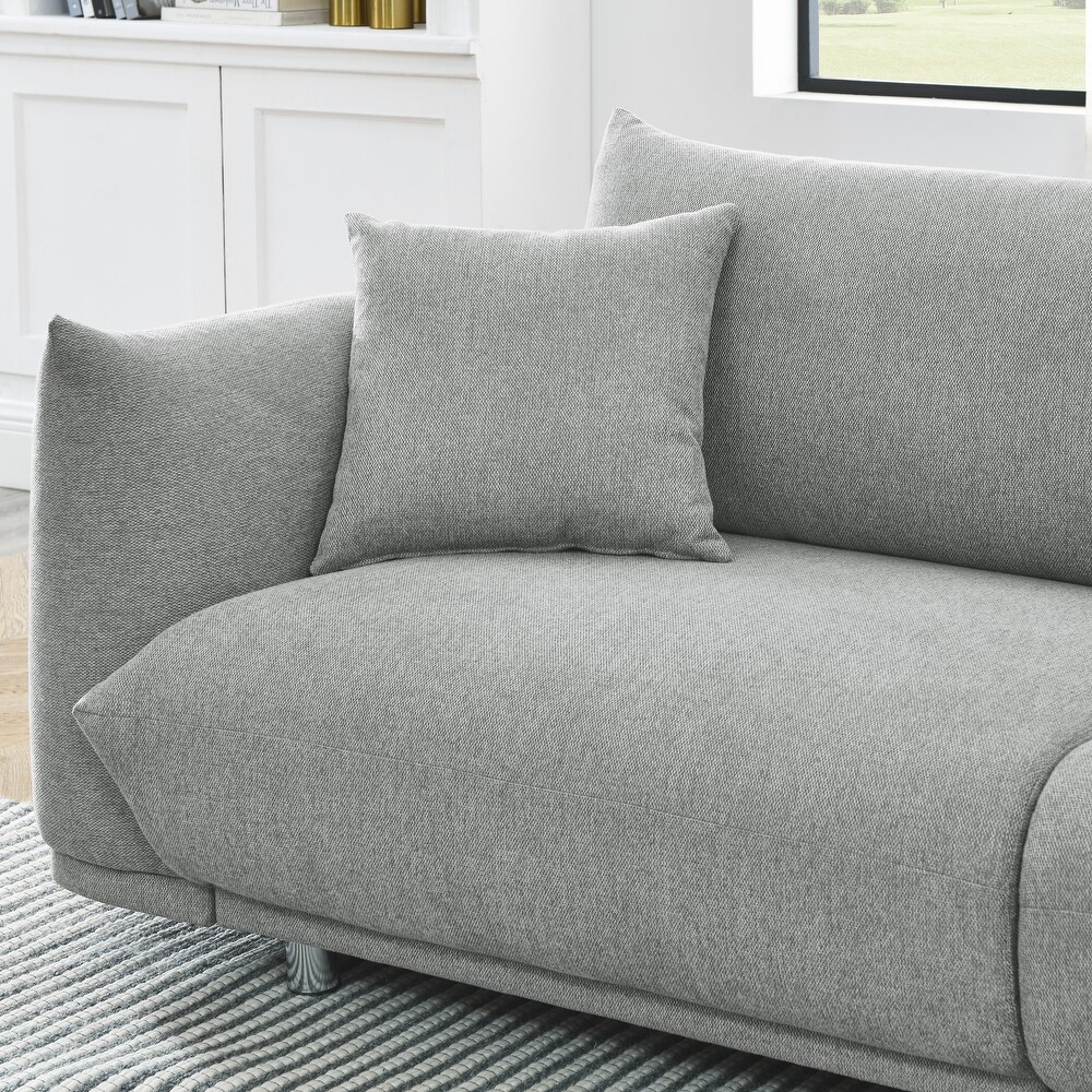 Modern Fabric Sofa  Removable Pillows  Sturdy Frame