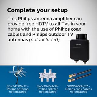 Philips Universal Outdoor HDTV Antenna Amplifier VHF UHF 1080P 4K Digital Signal Booster SDV9320N27