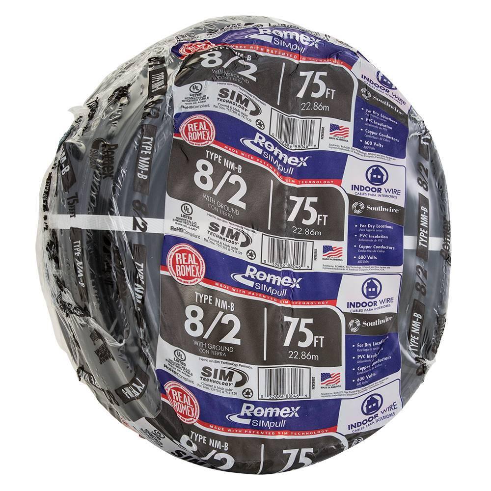 Southwire 75 ft. 82 Stranded Romex SIMpull CU NM-B WG Wire 28893624