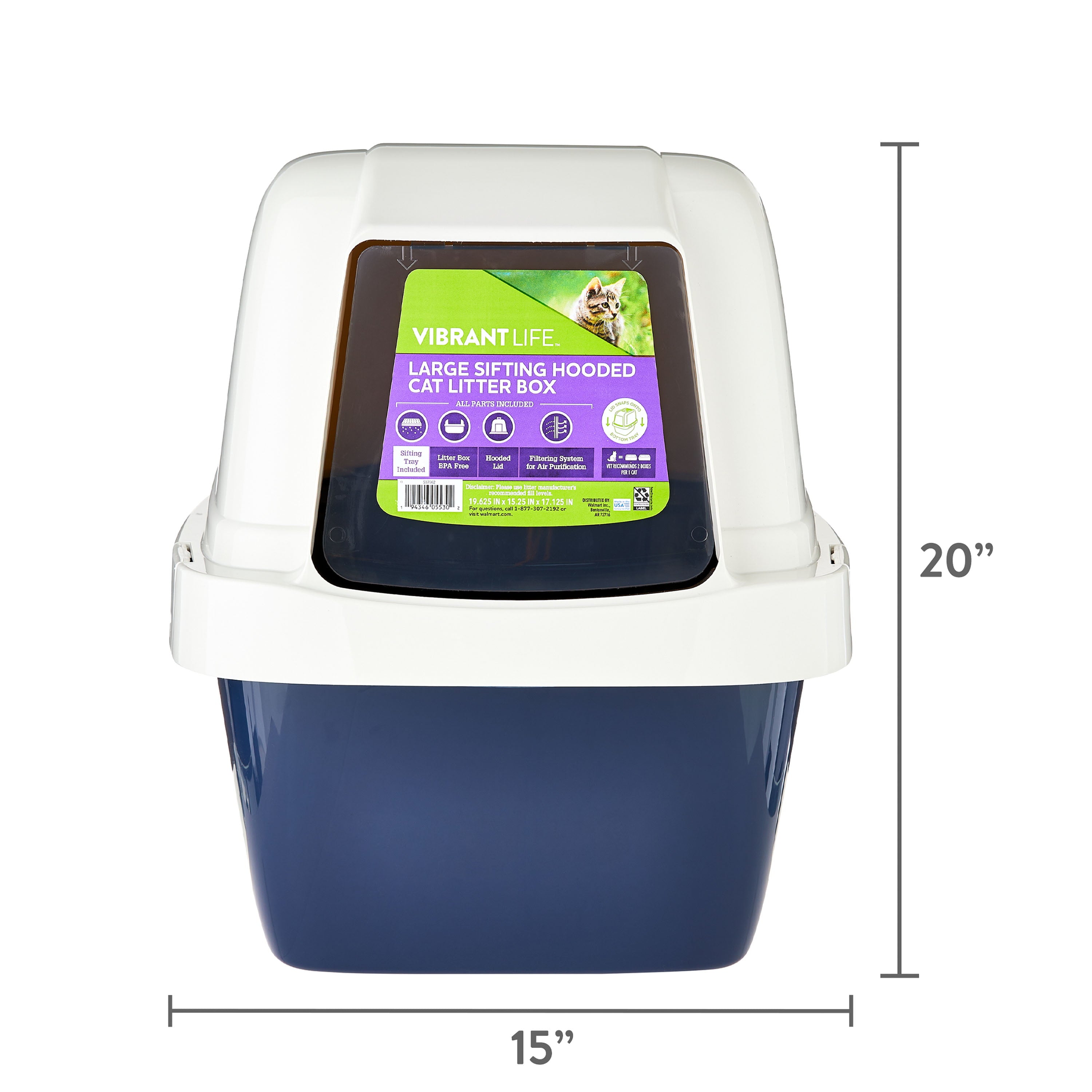 Vibrant Life Large Sifting Hooded Cat Litter Box