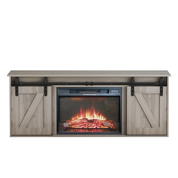 Wooden Fireplace TV Stand for TV up to 65