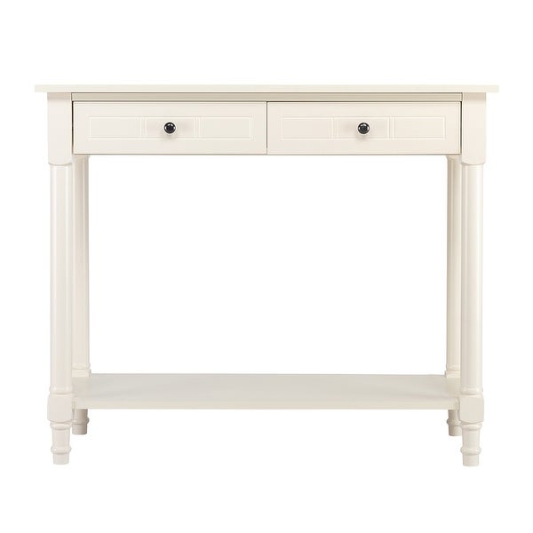 2-Tier Console Table with 2 Drawers， Sofa Table with Storage Shelves