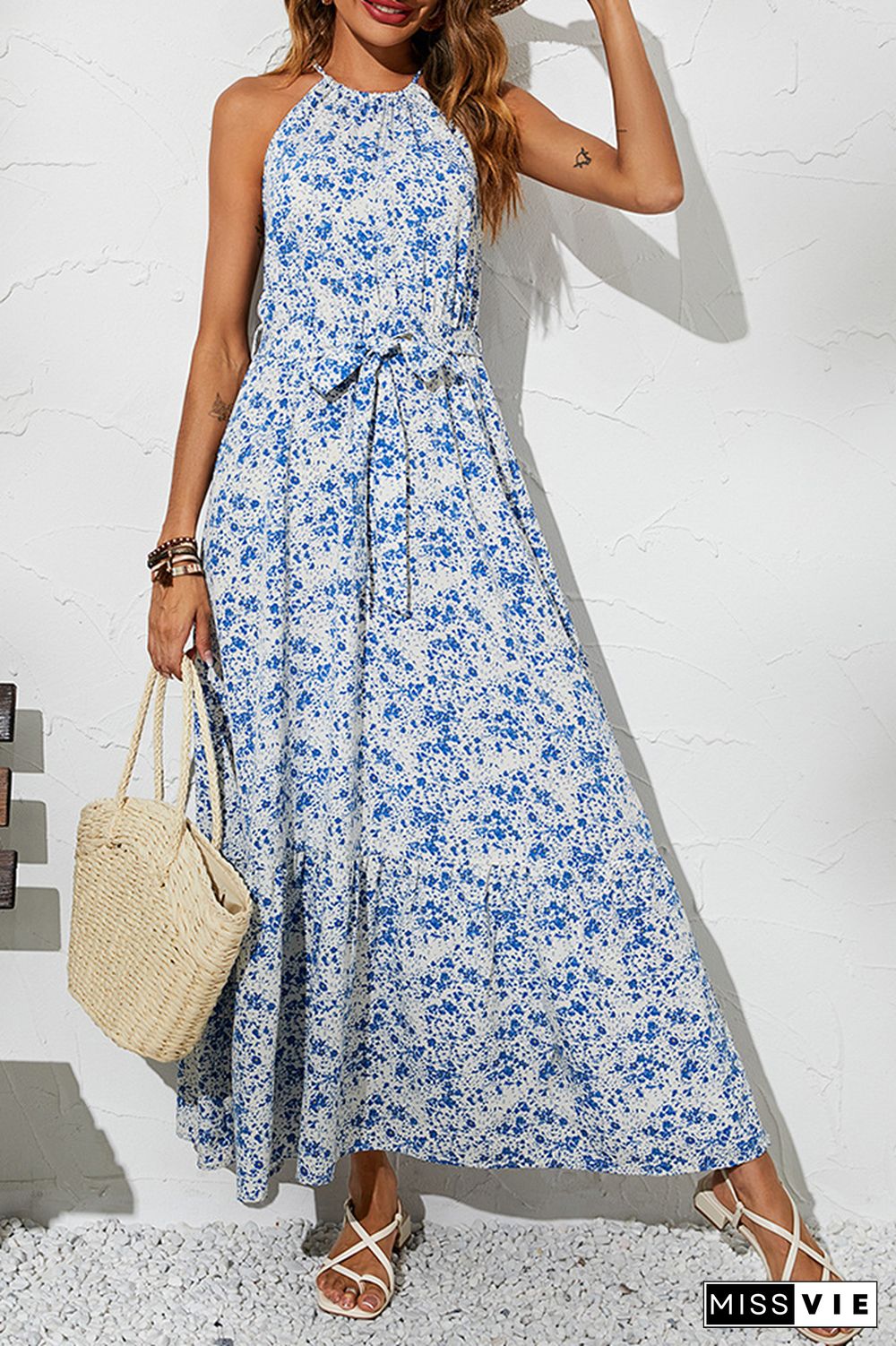 Halter Floral Long Dress Wholesale