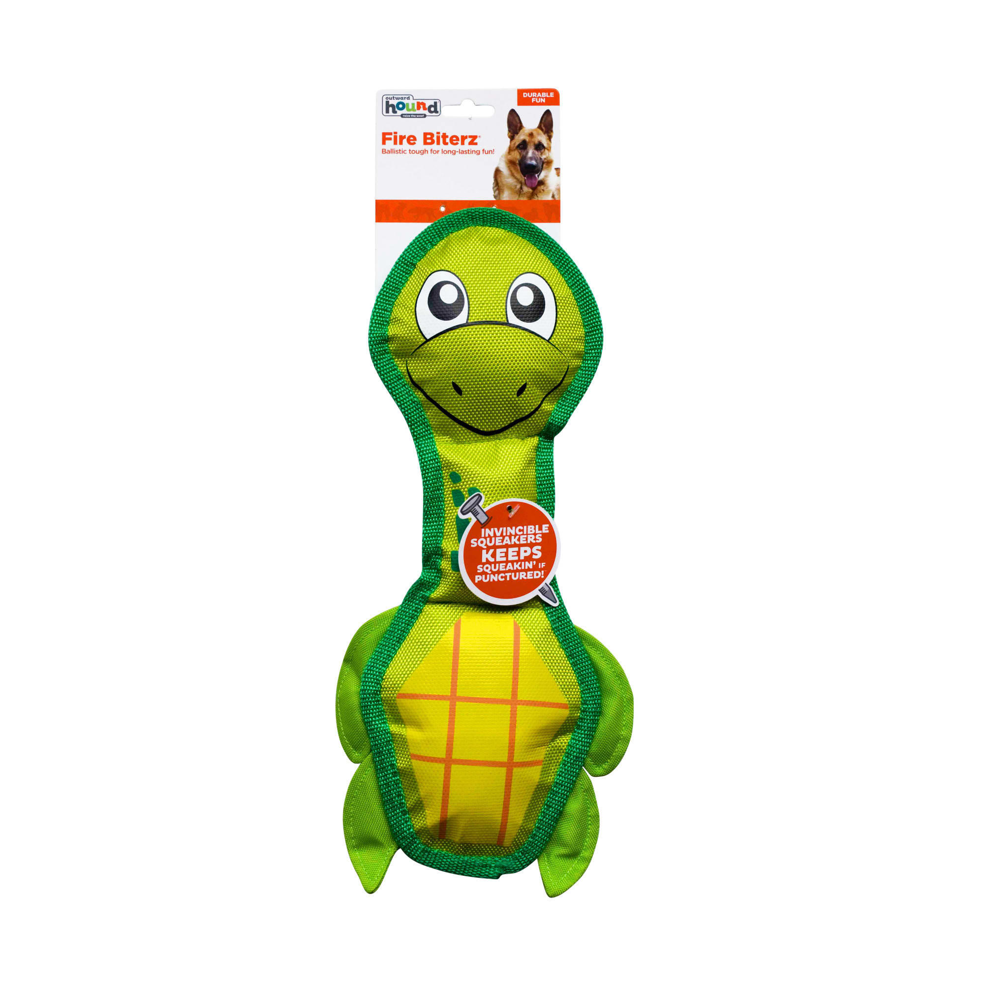 Outward Hound Fire Biterz Sea Turtle Dog Toy， 3XX-Large