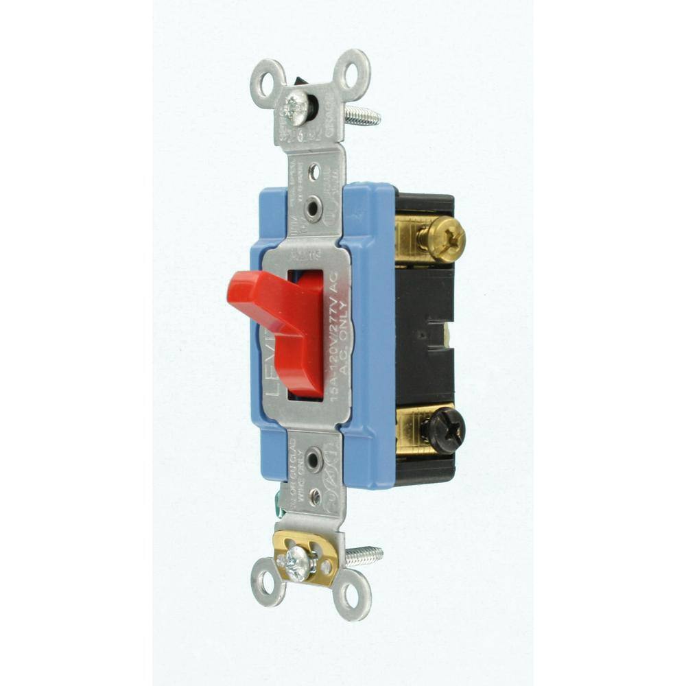 Leviton 15 Amp Industrial Grade Heavy Duty 3-Way Toggle Switch Red 1203-2R