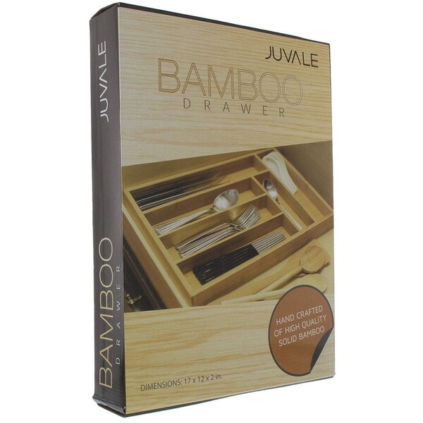 6 Slot Bamboo Drawer Organizer， Silverware Drawer Dividers， Flatware Tray， 17