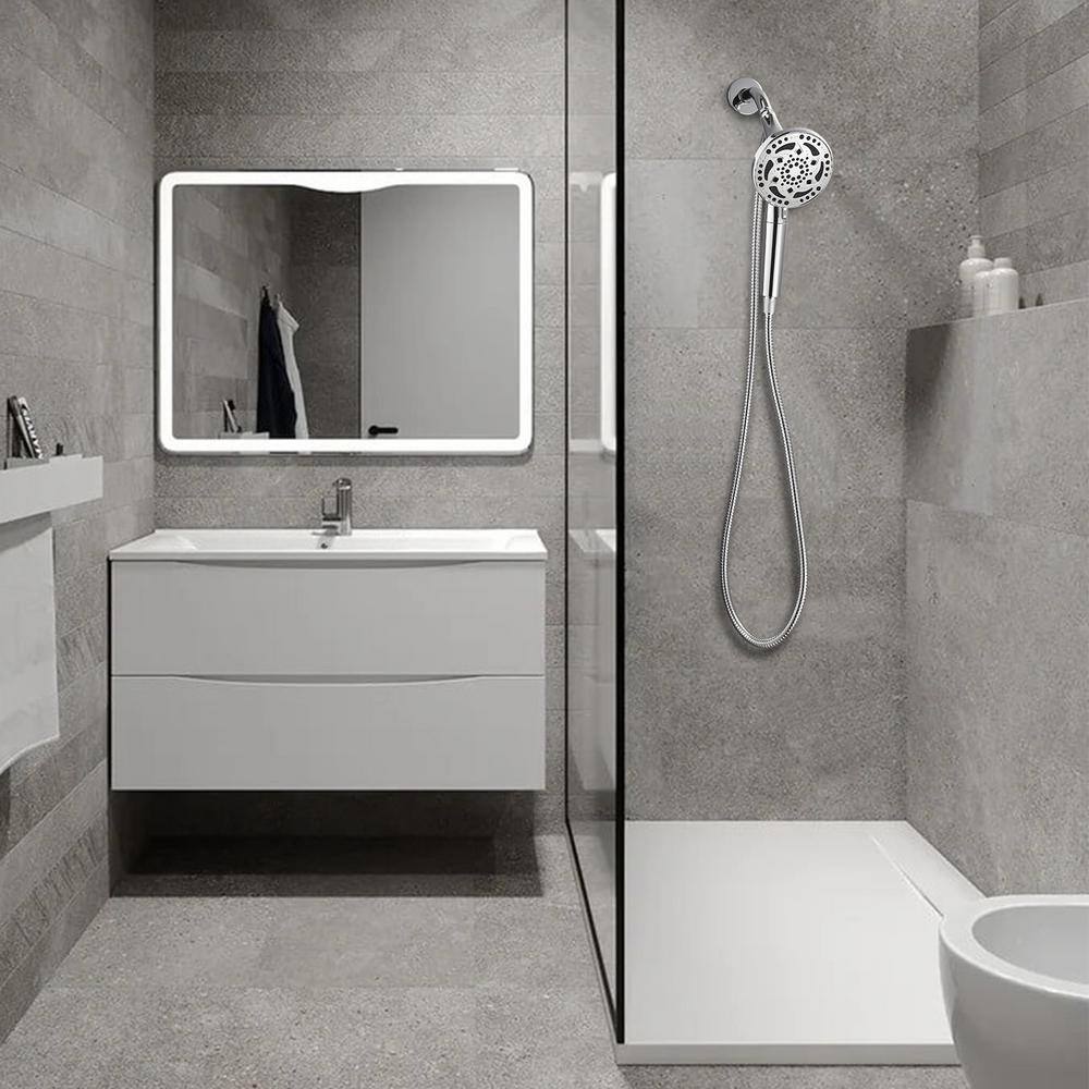 Heemli 7-Spray Pattern 4.92 in. Wall Mount Handheld Shower Heads 1.8 GPM Removable Shower hose in Chrome KAF07C