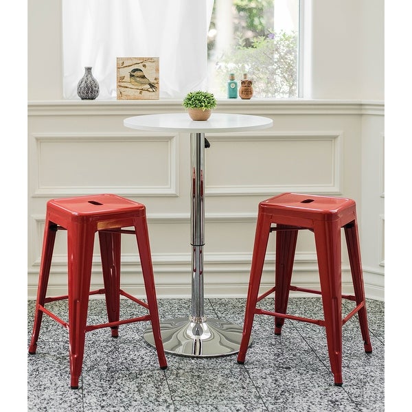 Brage Living Millard Stackable Industrial Metal Counter Stool - (Set of 2) - Red