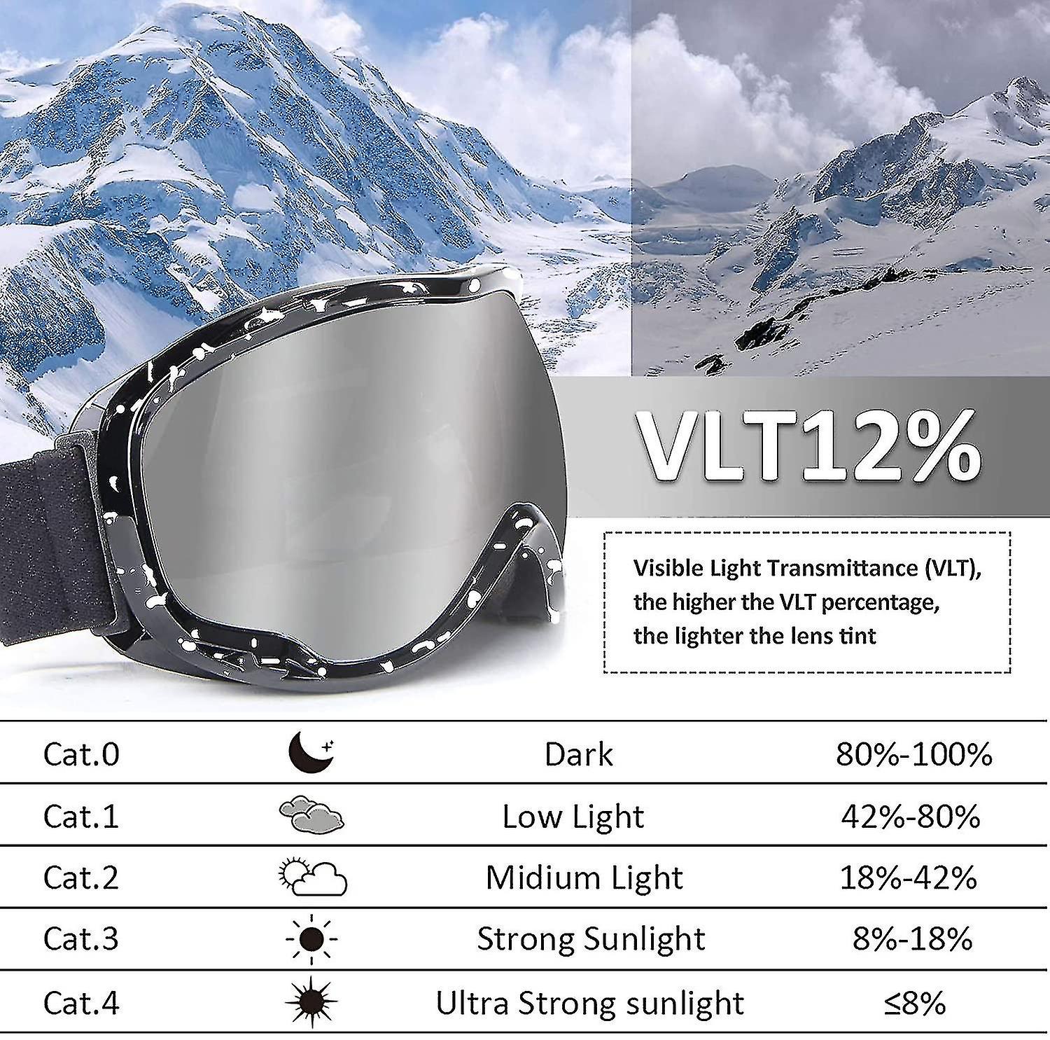 Ski Snowboard Goggles With Uv400 Protection Skiing Snowboarding Goggles Of Dual Lens With Anti Fog Helmet Compatible