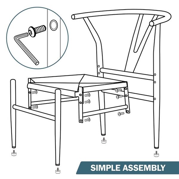 Modern Weave Y-Shaped Dining Chair with Solid Metal Frame