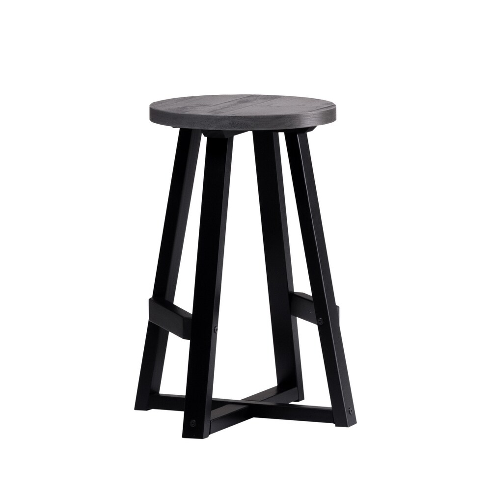 Middlebrook Round 24 inch Distressed Solid Wood Counter Stool