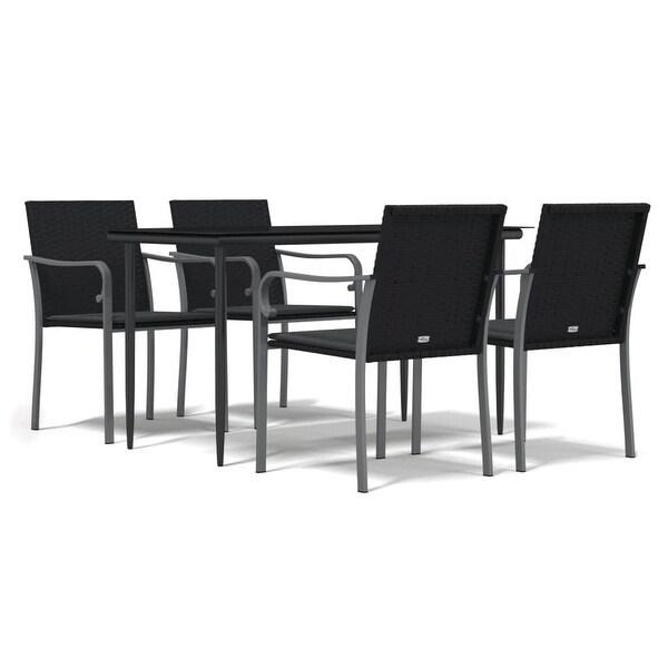 vidaXL Patio Dining Set Table and Chair with Cushions Poly Rattan and Steel