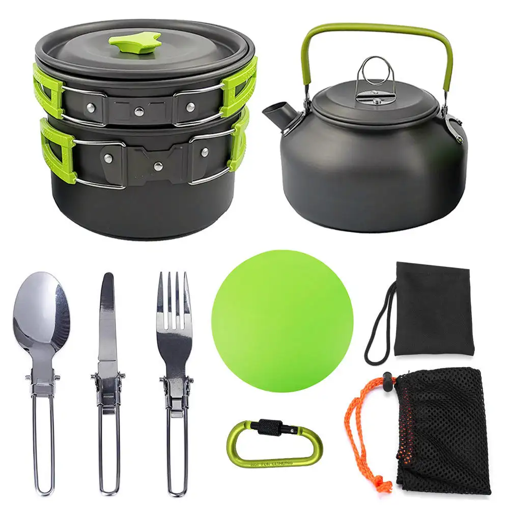 Hot Selling High Quality Outdoor Portable Picnic Cookware Aluminium oy Folding Camping Cooking Pot Pan Camping Accessories