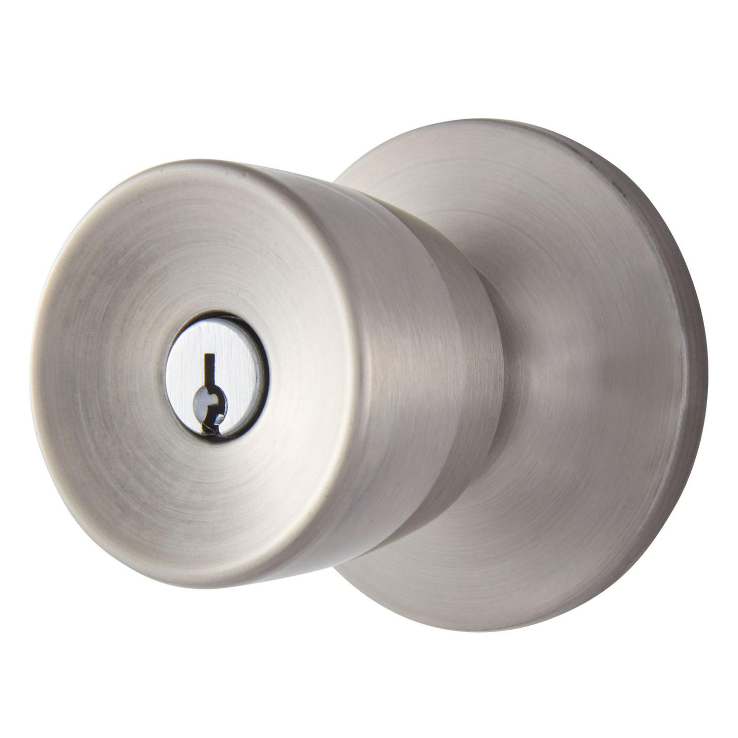 Brinks Keyed Entry Tulip Doorknob and Deadbolt Combo， Satin Nickel Finish， Twin Pack