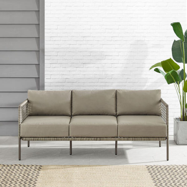 Cali Bay Taupe Light Brown Outdoor Wicker Sofa