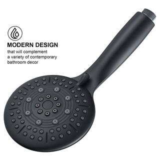 Zalerock 2-in-1 5-Spray Patterns with 1.8 GPM 4.7 in. Wall Mount Dual Shower Heads in Matte Black KSA123