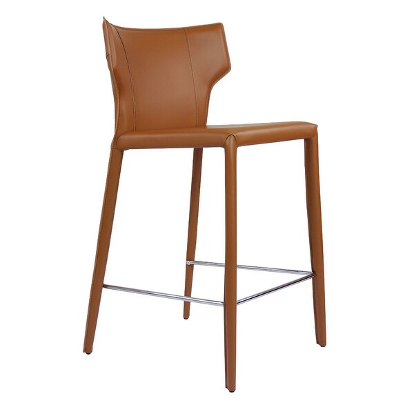 Adoro Mid-century Modern Wingback Leather Counter Stool - Contract Grade