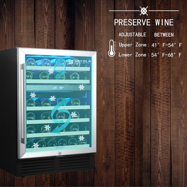 24 inch Wine Cooler Cabinet Beverage Fridge， 46 Bottles Small Wine Cellar Soda Beer Counter Top Bar with Quiet Glass Door