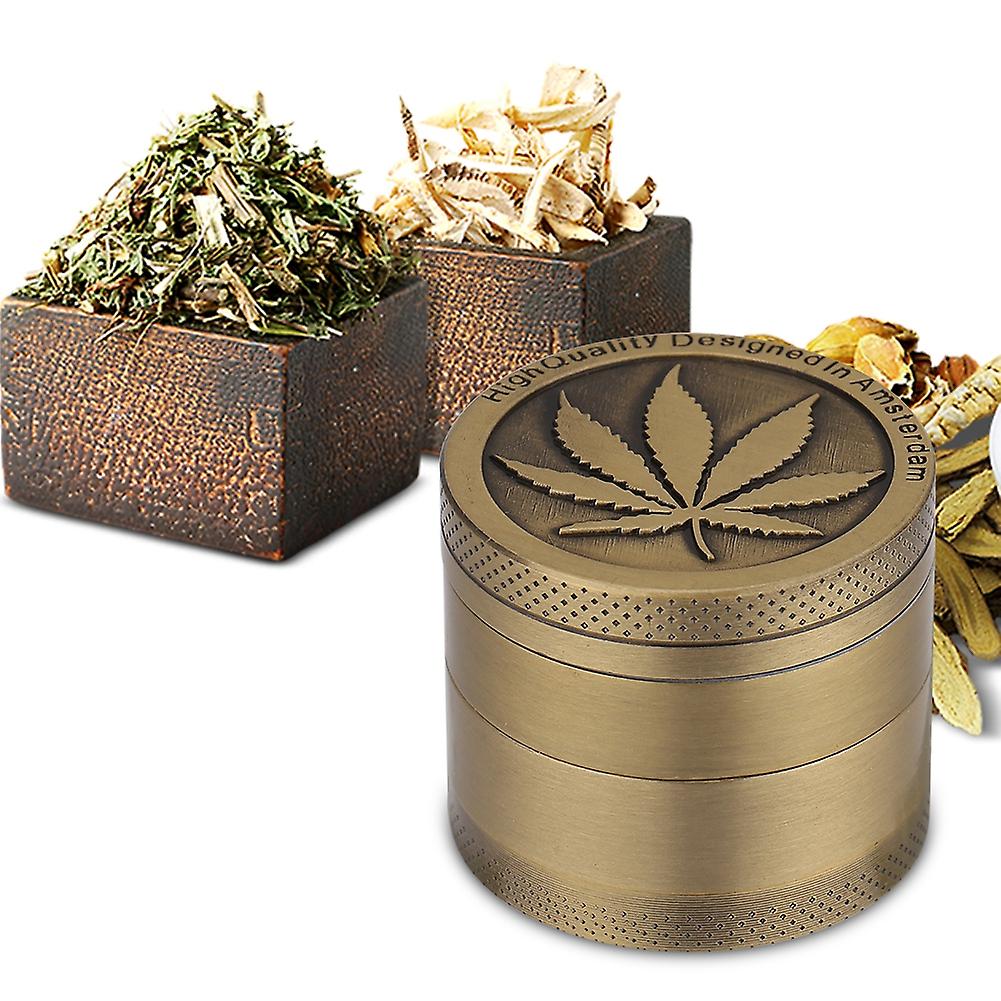 Leaf Designed Zinc Alloy Colorful Metal Grinder Herb Crusher Bronze