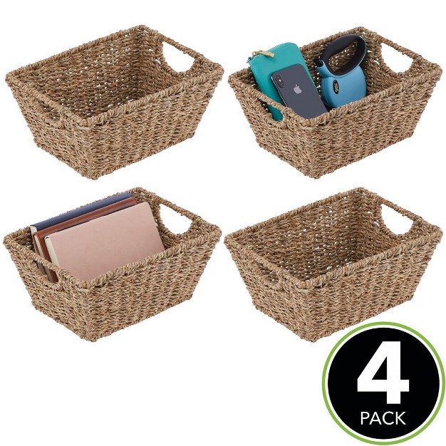 Mdesign Woven Seagrass Nesting Kitchen Storage Basket Bins