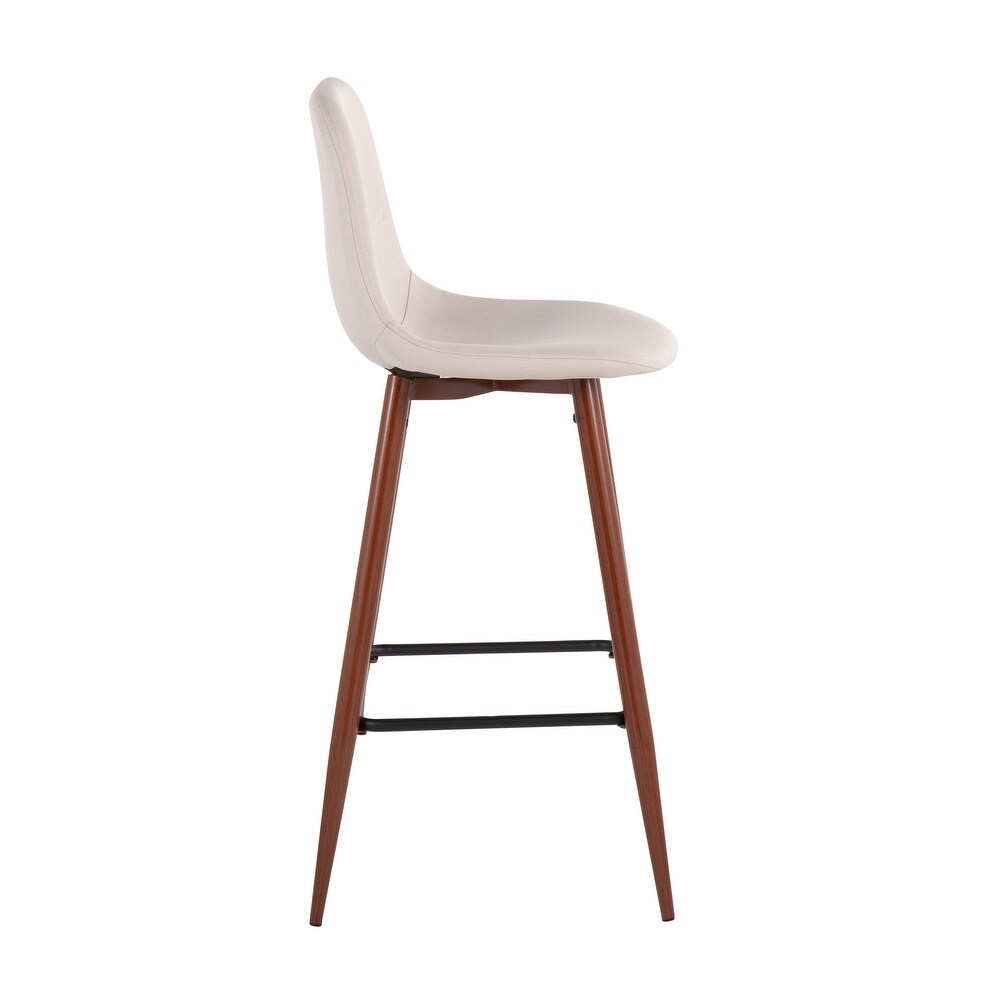 Lumisource Barstool in Walnut Metal and Light Grey Fabric  Set of 2   19\