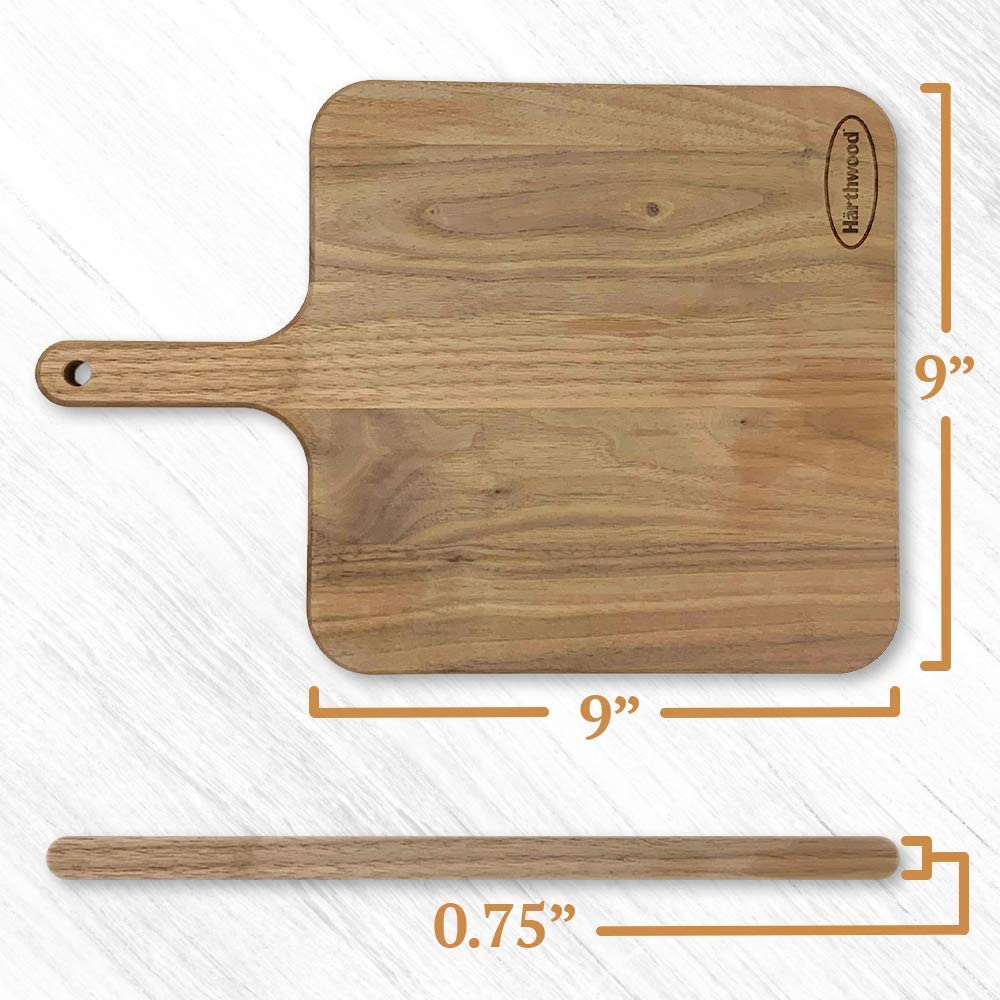 Härthwood Walnut Wood Cutting Board with Handle | Paddle Wooden Shaped Serving Board | Genuine North American Black Walnut for Cheese and Steak | Gift Set with Coconut Seasoning Oil Made in USA (9