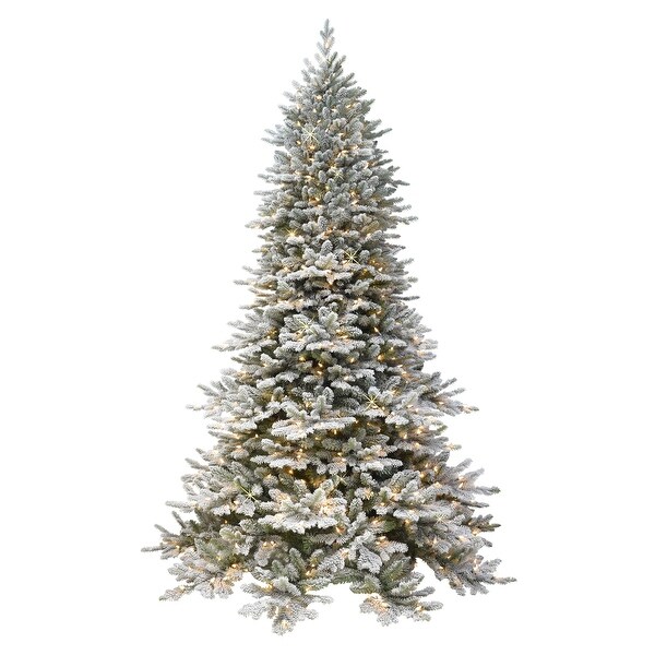 Puleo International 6.5 ft. Prelit Flocked Royal Majestic Douglas Fir Downswept Artificial Christmas Tree