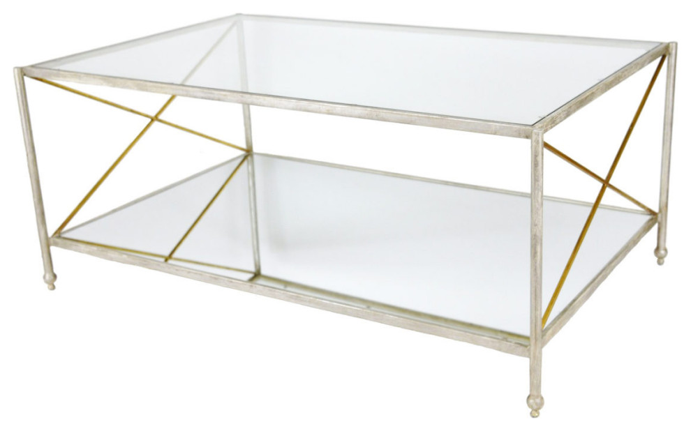 Sandrino Gold Rectangle Coffee Table   Contemporary   Coffee Tables   by Rustic Home Furniture Deco  Houzz