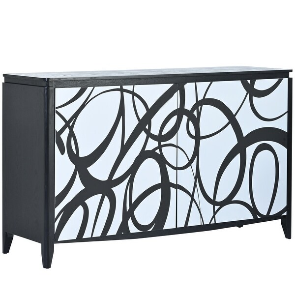 Sideboard with 2 Decorative Doors and Superb Spray Painting， Entryway Table with 2 Drawers and 4 shelves for Living room， Entryway