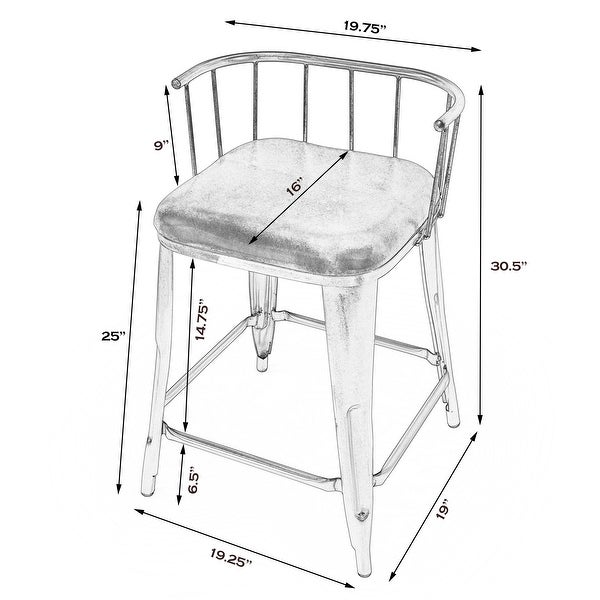 Butler Coriander Iron and Leather Counter Stool