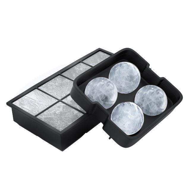 Hastings Home No spill Old fashioned Ice Cube Trays 2 pack Black