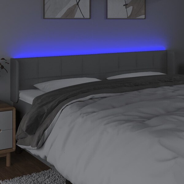 vidaXL LED Headboard Fabric Bedroom Furniture Dark Gray/Light Gray Multi Sizes - - 37455504