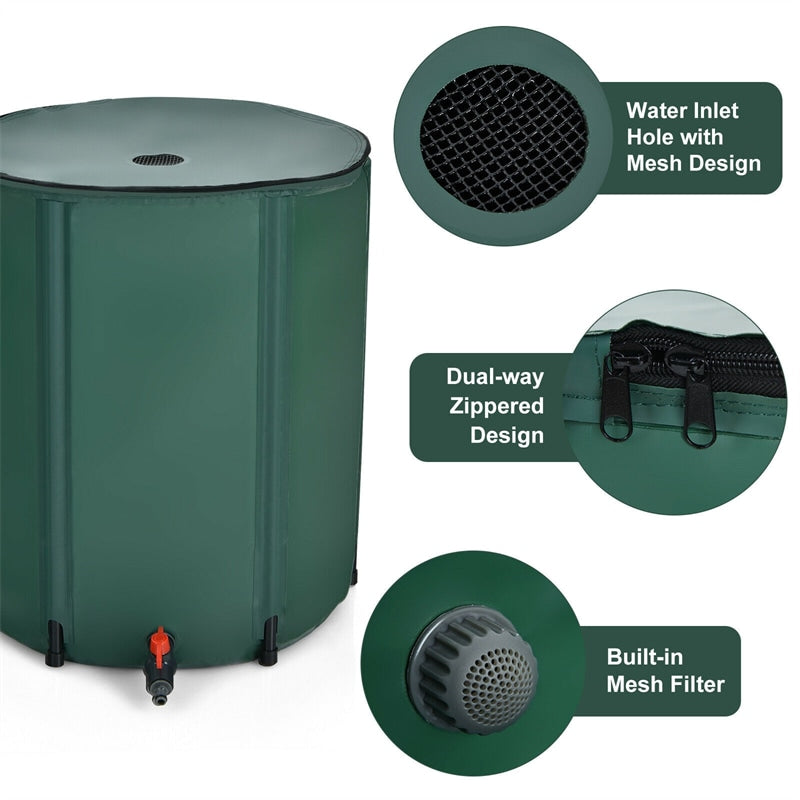 60 Gallon Portable Collapsible Rain Barrel Water Collector Tank Water Storage