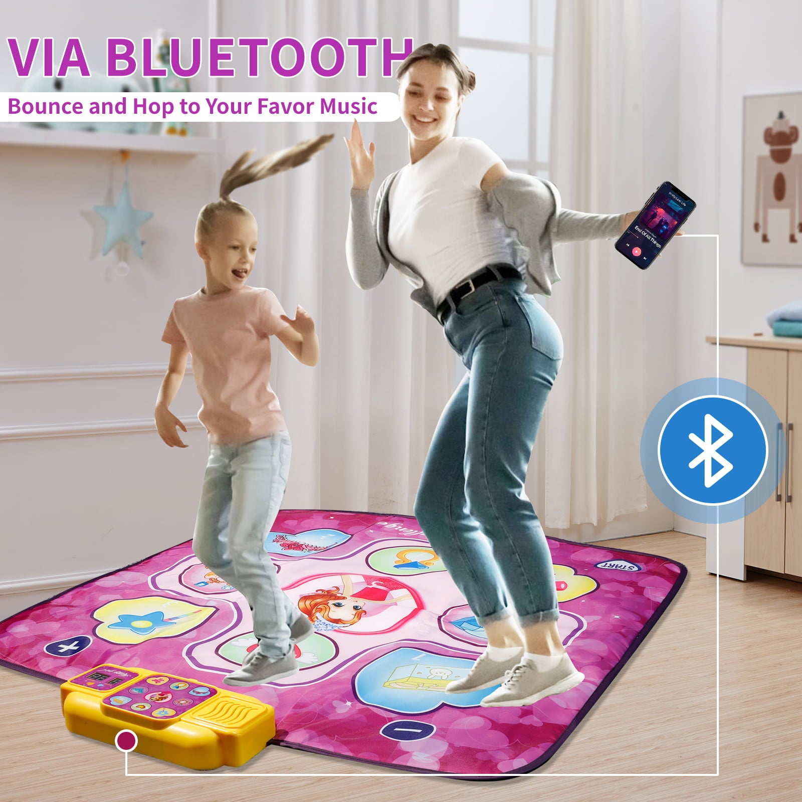 Kids Bluetooth Dance Mat Toys for Girls 3-6-12 Years Interactive Dancing Game Pad Enabled Dancing Game with Your Favorite Music Great Christmas and Birthday Gifts