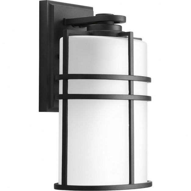 Progress Lighting Format Collection 1 light Medium Wall Lantern Black Etched Glass Shade