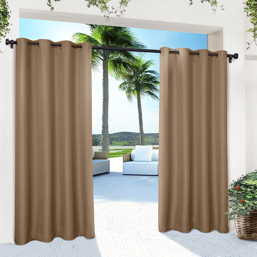 Outdoor Patio Curtains - Indoor Outdoor Waterproof Pergola Grommet Curtains, Blackout Curtain for Pavilion Gazebo Porch Decor, 1 Panel, Brown, 52in * 84in