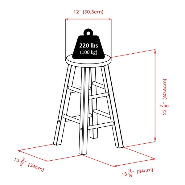 Element 2-Pc Counter Stool Set - 13.39 x 13.39 x 23.86 inches