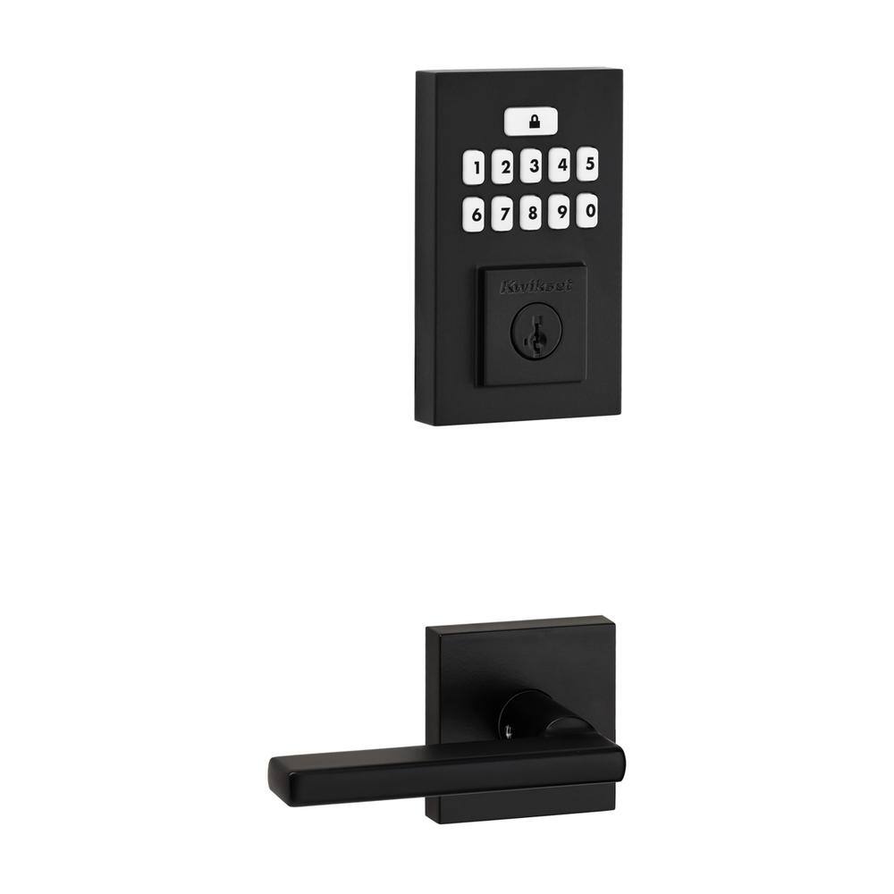 Kwikset SmartCode 260 Contemporary Matte Black Keypad Electronic Deadbolt Feat SmartKey and Halifax HallCloset Lever Combo Pack 9260CNT20HFL514