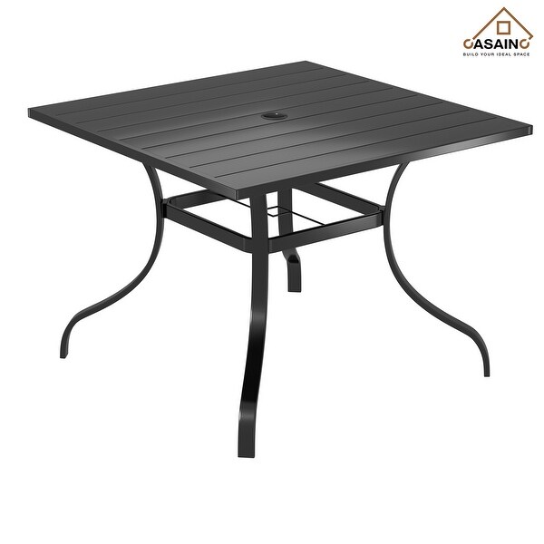 Square Outdoor Dining Table 37in W x 37in L with Umbrella Hole