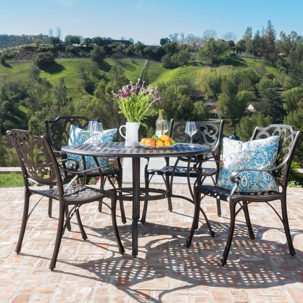 Alfresco Outdoor 5piece Cast Aluminum Circular Dining Set by Christopher Knight Home