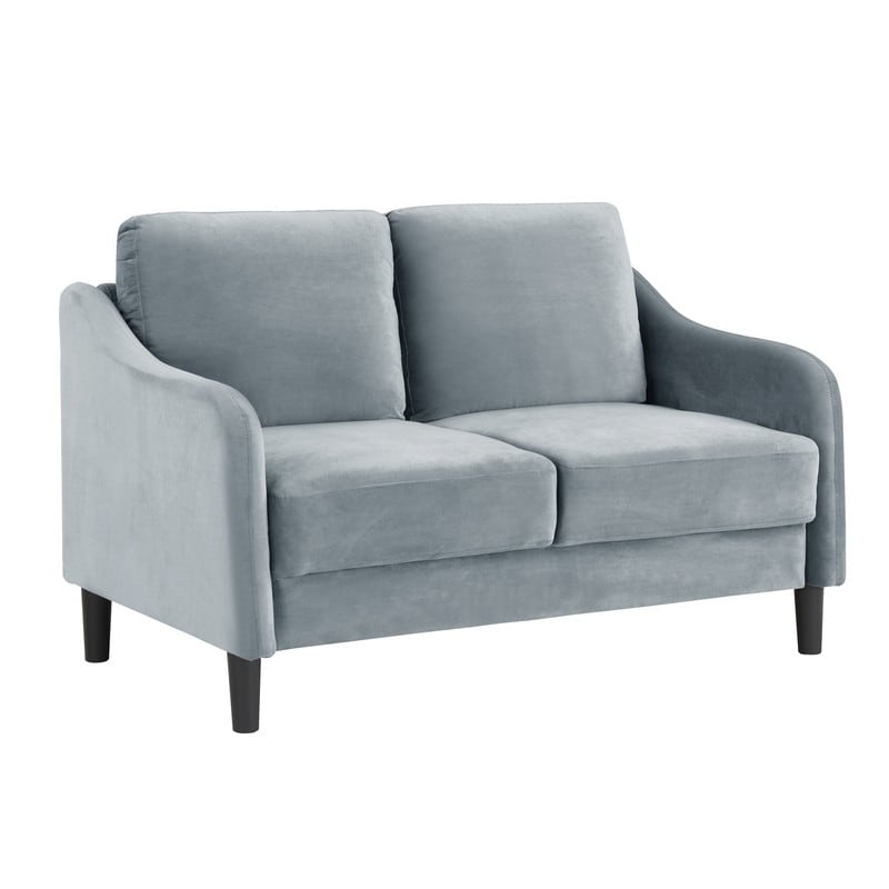 2 Seat Sofa Soft Loveseat for Living Room  Grey Velvet