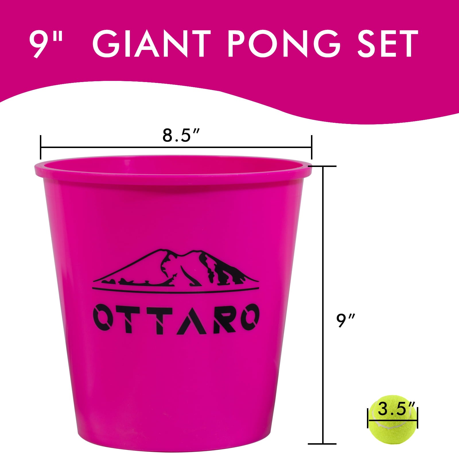 OTTARO Giant Yard Pong Game Set Carry Bag Outdoor Backyard Lawn Game(Pink)