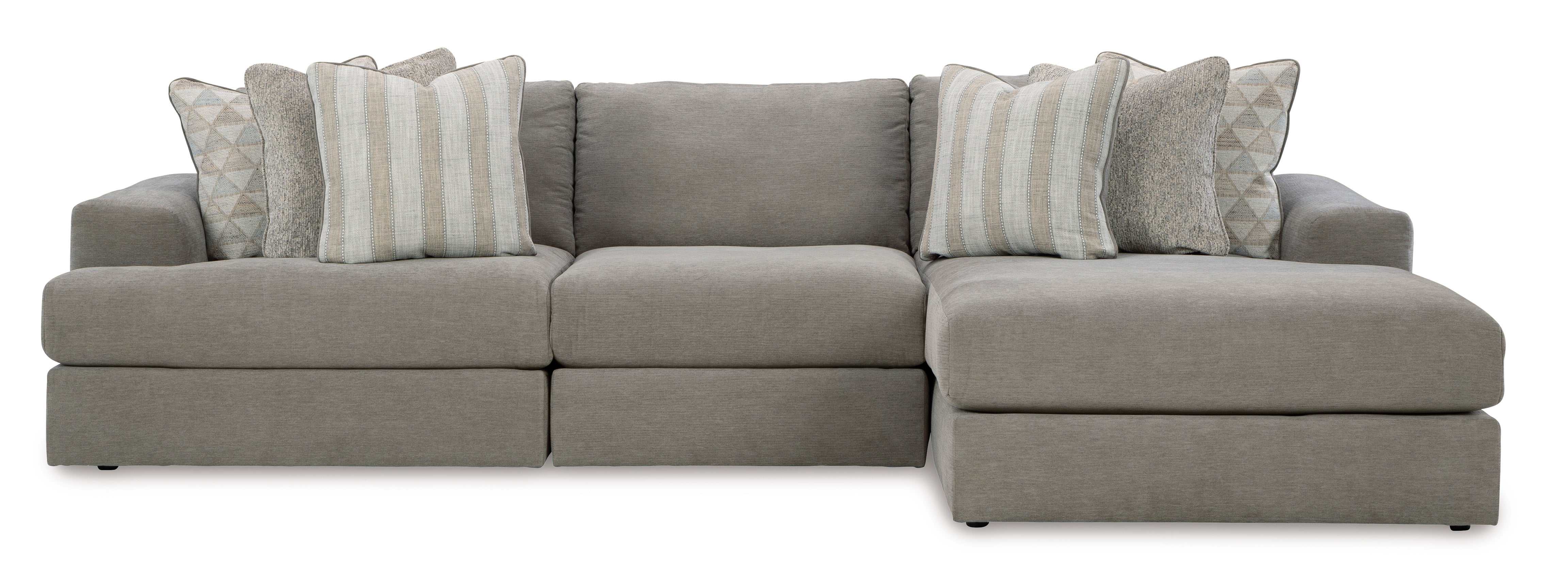 (Online Special Price) Avaliyah Ash Gray Chenille 3pc RAF Chaise Sectional