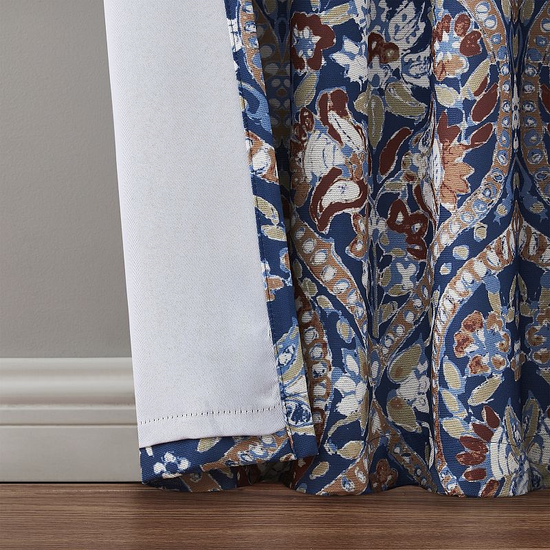 Indigo Ink Dacha Navy Ogee Rod Pocket Blackout Window Curtain Panel