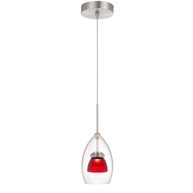 Integrated Led Dimmable Double Glass Mini Pendant Frosted Clear And Red Cal Lighting