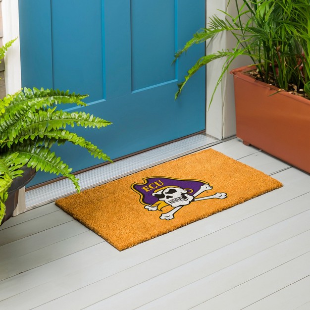 Evergreenncaaeast Carolina Pirates Logo Natural Coir 28 X 16 Inches Indoor Outdoor Doormat