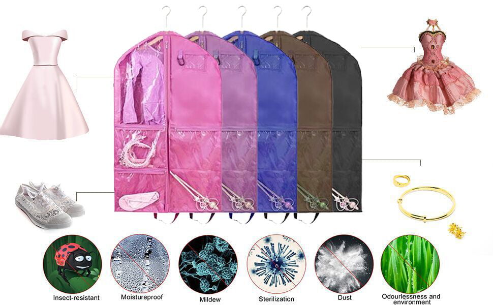 Waterproof Hanging Garment Bag,40 inch Garment Bags for Hanging Clothes,Garment Bags for Travel Storage,Dance Clothes Bag,Kids Garment Bag for Dance Costumes,Sports,Skating,Theatre,Beauty Pageants